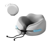 Vbvbip Gray Memory Foam Travel Neck Pillow - Ergonomic Support for Airplanes, Long Flights & Car Rides | Premium Comfort with Washable Cover & Portable Storage Box