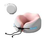 Vbvbip Pink Memory Foam Travel Neck Pillow - Ergonomic Support for Airplanes, Long Flights & Car Rides | Premium Comfort with Washable Cover & Portable Storage Box