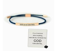 VBWEOI God Is In Control Tube Bracelet, Inspirational Bracelets for Women Men, Handmade Engraved Braided Adjustable Fashion Inspirational Bracelets, Stainless Steel God Is In Control Bracelet (blue)
