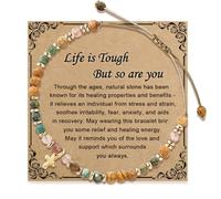 VBWEOI Life is Tough But So are You Bracelet, Inspirational Gifts Bracelets for Women, Healing Natural Stone Cross Bracelets, Get Well Soon Gifts for Women Best Friends Sister