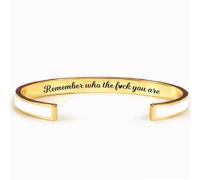 VBWEOI Remember Who The Fuck You Stainless Steel Bracelet, Inspirational Bracelets for Women, Personalized Best Friend Bracelet Gifts for Women, Stainless Steel Engraved Cuff Birthday Christmas Gifts