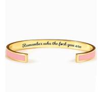 VBWEOI Remember Who The Fuck You Stainless Steel Bracelet, Inspirational Bracelets for Women, Personalized Best Friend Bracelet Gifts for Women, Stainless Steel Engraved Cuff Birthday Christmas Gifts