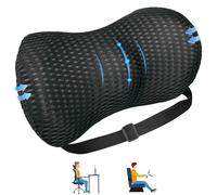VBXBKC Lumbar Support Memory Foam Pillow with Detachable Elastic Strap, Improves Posture, Promotes Back Pain Relief, Great for Car Seat, Office Chair, Back Support, Recliner and Bed