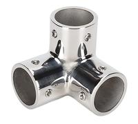 VBXCMLDPO 3 Way Corner Tee Joint, 316 Stainless Steel Mirror Polished Yacht Hand Rail Elbow Pipe Fittings with 3mm Wall Thickness for Marine Fiberglass Inflatable Business Yachts (Φ25mm)