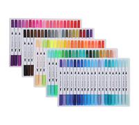 VBXCMLDPO Painting Watercolor Markers Assorted Colors, Soft Fine-Liner Tip Dual Brush Pens, 0.5mm Precision Line and 1-3mm Brush for Coloring Books Art Supplies with 60/80/100 (STBG-100色)