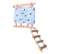 VBXCMLDPO Pet Hammock Tent with Ladder, Small Animal Hanging Nest, Colorful Climbing Exercise Toy for Parrot Hamster Golden Bear, Open Design Cloth and Wood Nest House