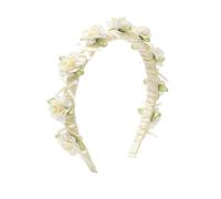 Vbxvsa Flower Wreath Headband with Bow Jasmine Flowers, Elegant Flower Hair Wreath Headpiece for Women Girls for Festival, Wedding, Bride, Summer Party (White, One Size)