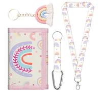 Vbxvsa Rainbow Neck Pouch Children with Keyring, Triple Fold Wallet with 2 Shoulder Straps, Lightweight Belt Bag for Girls Boys for Festival, Travel, School (Rainbow)