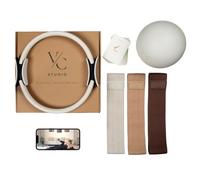 VC Studio Pilates Training Kit for Home Workout - Premium Fabric Resistance Bands, 13.5" Pilates Ring, Anti-Burst Ball, Exercise Cards & Digital How to Use Guide.