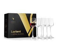 VC Veenu Crystal Wine Glasses Set of 6, Bohemia Crystal Cordial Stemmed Red & White Port Wine Glass Set, 100% Lead-Free Glass 2.19 Oz (65 ML)