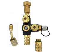 VC2G Professional HVAC Valve Core Removal Tool with 5/16 Adapter,1/4 Dual Valve with Sight Glass,Vacuum-Rated 20 Microns Gold
