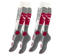 VCA Women's Ski Socks, Wool white/grey/red, 35-38
