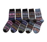 VCADEN Warm Winter Socks 5 Pairs Vintage Style Socks For Women Men Warm Classic Thick Wool Knit Nordic Socks(A)