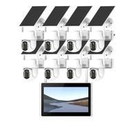 Vcamdo 8CH Solar Home Wireless Security Camera System, 8PCS PTZ Dome Solar Security Cameras,10 inch Monitor, Smart Human Detect,2-Way Audio, Motion Record, Surveillance CCTV System (2TB Hard Drive)