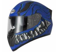 VCAN H128 DUAL VISOR FULL FACE MOTORBIKE CRASH HELMET ACU GOLD SKULL MORDHI BLUE