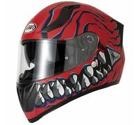VCAN H128 DUAL VISOR FULL FACE MOTORCYCLE CRASH HELMET ACU GOLD SKULL MORDHI RED