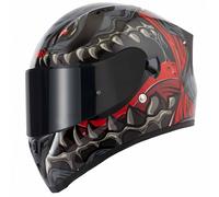 Vcan H128 Full Face Dual Visor Motorcycle Helmet Titan Grey Red (L)