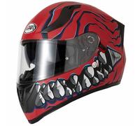 VCAN H128 DUAL VISOR FULL FACE MOTORCYCLE CRASH HELMET ACU GOLD SKULL MORDHI RED