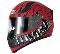 VCAN H128 DUAL VISOR FULL FACE MOTORCYCLE CRASH HELMET ACU GOLD SKULL MORDHI RED