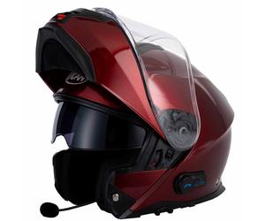 VCAN H272 Bluetooth Intercom Flip Front Up Modular Motorcycle Helmet Burgundy
