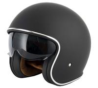VCAN H589 Open Face Motorcycle Helmet, Classic Plain Matt Black (M)