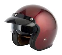 VCAN H589 Open Face Motorcycle Helmet Gloss Burgundy (L)