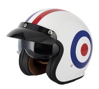 VCAN H589 OPEN FACE RETRO MOD SCOOTER MOTORCYCLE HELMET ROUNDEL TARGET
