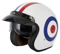 VCAN H589 OPEN FACE RETRO MOD SCOOTER MOTORCYCLE HELMET ROUNDEL TARGET