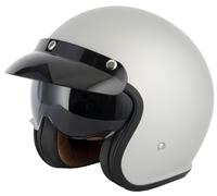 VCAN H589 OPEN FACE RETRO MOD SUN VISOR SCOOTER MOTORCYCLE HELMET MATT SILVER