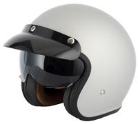 VCAN H589 OPEN FACE RETRO MOD SUN VISOR SCOOTER MOTORCYCLE HELMET MATT SILVER