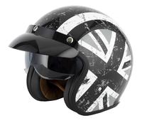 VCAN H589 OPEN FACE RETRO SCOOTER MOD MOTORCYCLE HELMET BLACK UNION JACK ROUNDEL