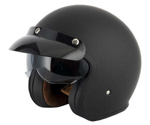 VCAN H589 V537 OPEN FACE JET MOTORBIKE SCOOTER RETRO HELMET MATT BLACK