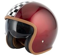 VCAN Open Face Motorcycle Helmet, Checkerboard Victory Gloss Burgundy (XL)