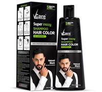 VCare Super Eazzy Hair Colour Shampoo for Women and Men 180ml | Only 5 Minute Root Hair Dye Coloring Kit Head, Moustache, Beard, Hands, Chest | No Parabens, Ammonia And Sulfates (Natural Black)