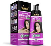 VCare Super Eazzy Hair Colour Shampoo for Women and Men 180ml | Only 5 Minute Root Hair Dye Coloring Kit Head, Moustache, Beard, Hands, Chest | No Parabens, Ammonia And Sulfates (PPD Free-Black)