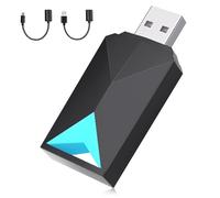 VCARLINKPLAY Wireless CarPlay/Android Auto Adapter, 2 in 1 Wired to Wireless Dongle, 5GHz WiFi, Low Latency, Plug & Play, Online Update, USB-Bluetooth, Black