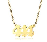 VCCKNB JEWELRY Angel Number Necklace, Number Charm Necklace Angel Number Necklace 111 222 333 444 555 666 777 888 999 000 Gold Angel Number Necklace for Women (A- Gold Number Necklace 444)