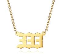 VCCKNB JEWELRY Angel Number Necklace, Number Charm Necklace Angel Number Necklace 111 222 333 444 555 666 777 888 999 000 Gold Angel Number Necklace for Women (A- Gold Number Necklace 333)