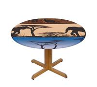 VCCSKDSK African Wild Animals Printed Round Tablecloth S(122 CM in Diameter), Elastic Edged Fitted Table Cloth, Waterproof Wrinkle-Free Table Cover