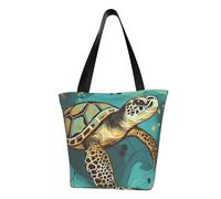 VCCSKDSK Sea Turtle Print Printed Tote Shopping Bag, Reusable Eco-Friendly Shopper Bag Tote Bags