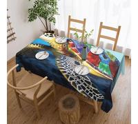 VCCSKDSK Sea Turtle Printed Rectangular Tablecloth 183x137 CM, Water-Resistant Wrinkle-Free Table Cloth Cover for Dining & Events