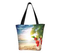 VCCSKDSK Tropical Beach Printed Tote Shopping Bag, Reusable Eco-Friendly Shopper Bag Tote Bags