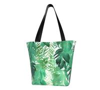 VCCSKDSK Tropical Green Leaves Printed Tote Shopping Bag, Reusable Eco-Friendly Shopper Bag Tote Bags