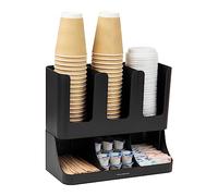 VCCUIOB Mind 6 Compartment Upright Breakroom Coffee Condiment and Cup Storage Organizer, Black