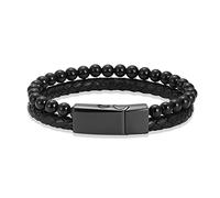 VCCWYQK 2-layer Beads Urn Bracelet for Ashes for Men, Tigers eye crystal, Cremation Bangle Keepsake Urn Bracelet for Ashes, Releases Fear and Anxiety (22cm, B)