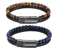 VCCWYQK 2-layer Beads Urn Bracelet for Ashes for Men Tigers Eye Crystal Cremation Bangle Keepsake Urn Bracelet for Ash Holder