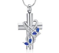 VCCWYQK Butterfly Cross Urn Necklace for Ashes for Men Women Stainless Steel Cremation Jewelry Memorial Pendant for Human Ash