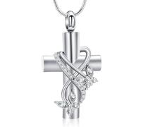 VCCWYQK Butterfly Cross Urn Necklace for Ashes for Men Women Stainless Steel Cremation Jewelry Memorial Pendant for Human Ash