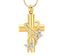 VCCWYQK Butterfly Cross Urn Necklace for Ashes for Men Women Stainless Steel Cremation Jewelry Memorial Pendant for Human Ash