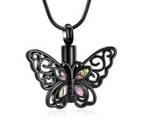 VCCWYQK Butterfly Urn Necklace for Ashes Stainless Steel Keepsake Memorial Urn Locket for Ashes Cremation Jewelry, Stainless Steel, No Gemstone